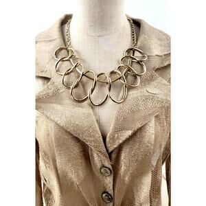 Natasha Gold Statement Necklace Chunky Link Bib Oversized Modern